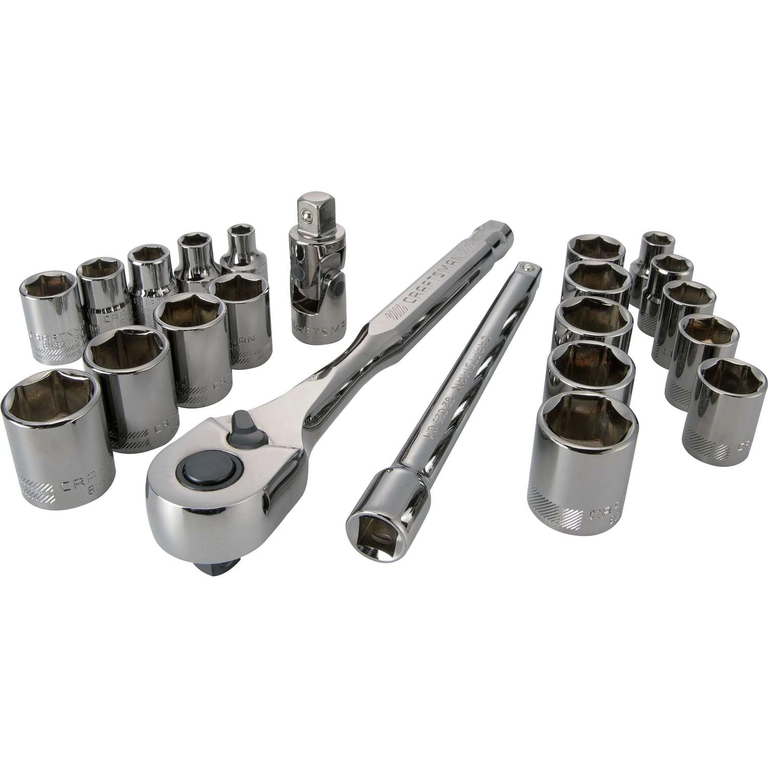 Craftsman 3/8 In. Drive Metric And SAE 6 Point Socket And Ratchet Set 22 Pc