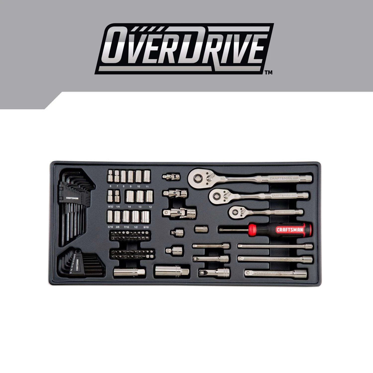 Craftsman OVERDRIVE 1/4 & 3/8 & 1/2 In. Drive Metric/SAE 6 Point Mechanic's Tool Set 284 Pc - Image 8