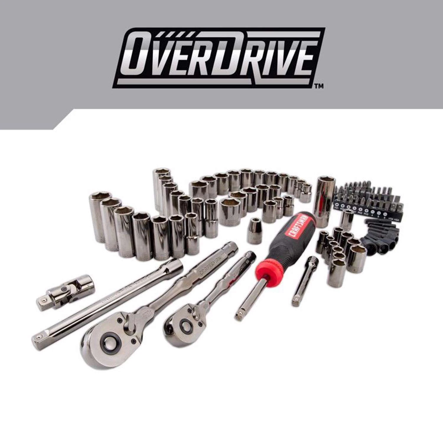 Craftsman OVERDRIVE 1/4 And 3/8 In. Drive Metric/SAE 6 Point Mechanic's Tool Set 99 Pc - Image 4