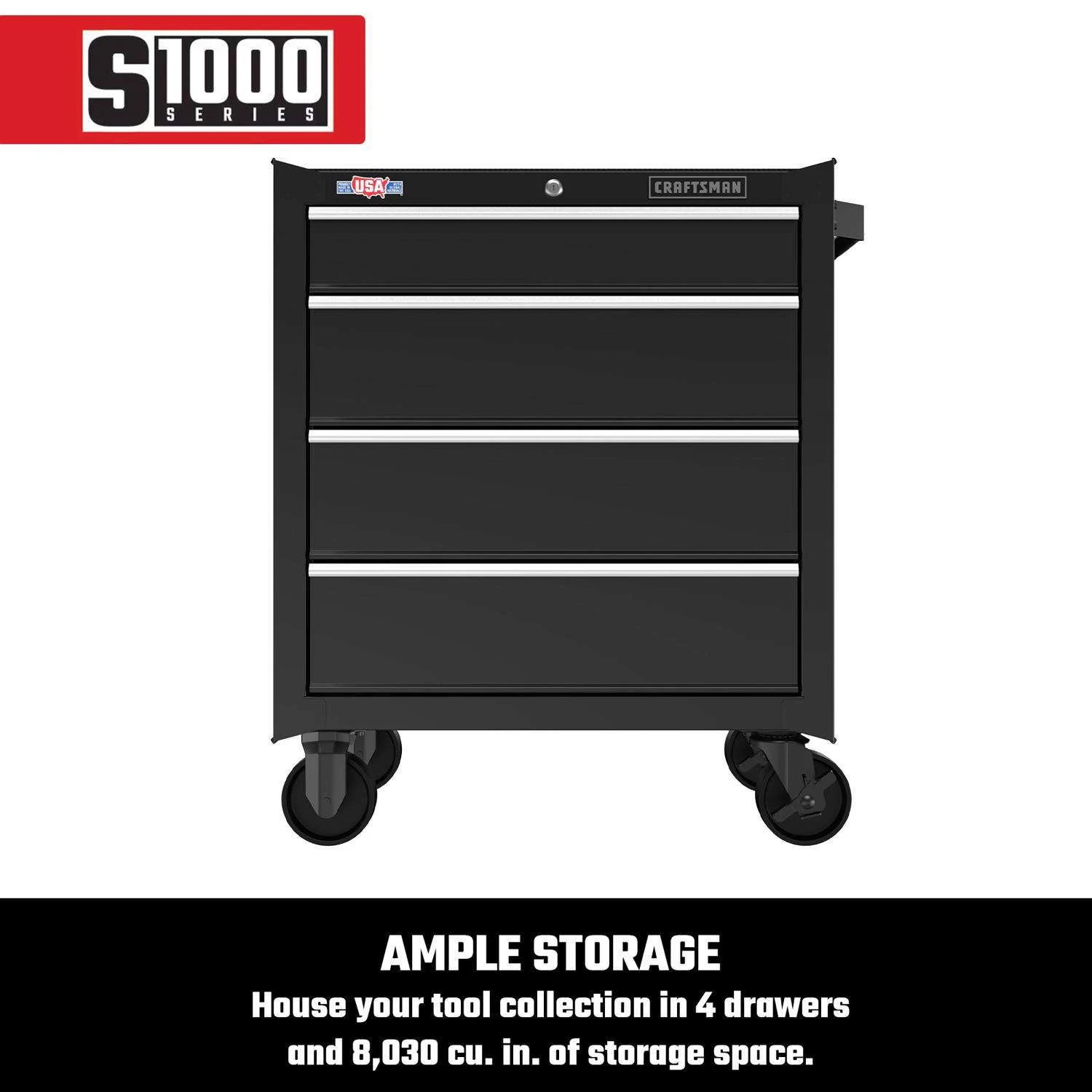 Craftsman S1000 27 In. 4 Drawer Steel Rolling Tool Cabinet 32.5 In. H X 18 In. D - Image 6