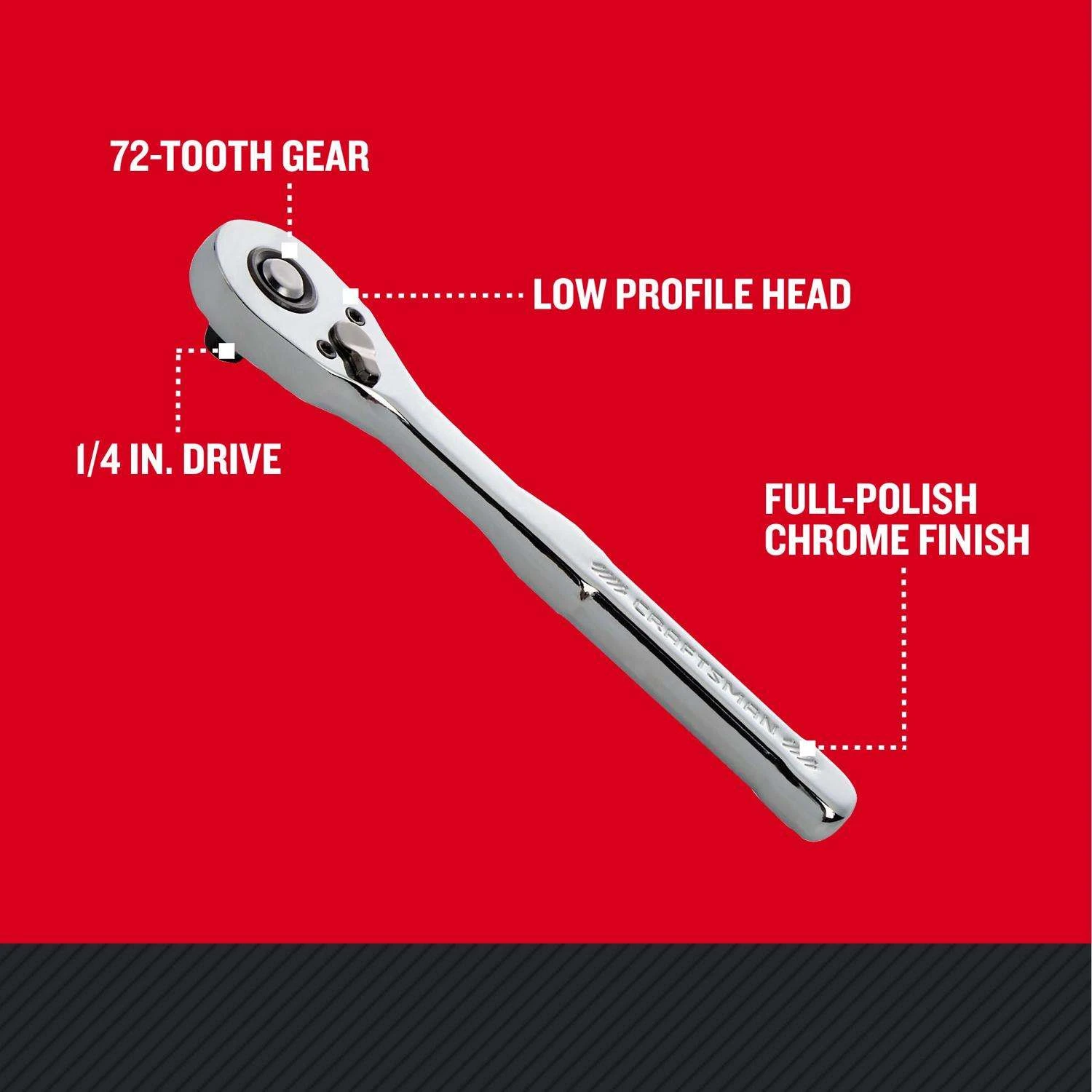 Craftsman Low Profile 1/4 In. Drive Ratchet 72 Teeth - Image 2