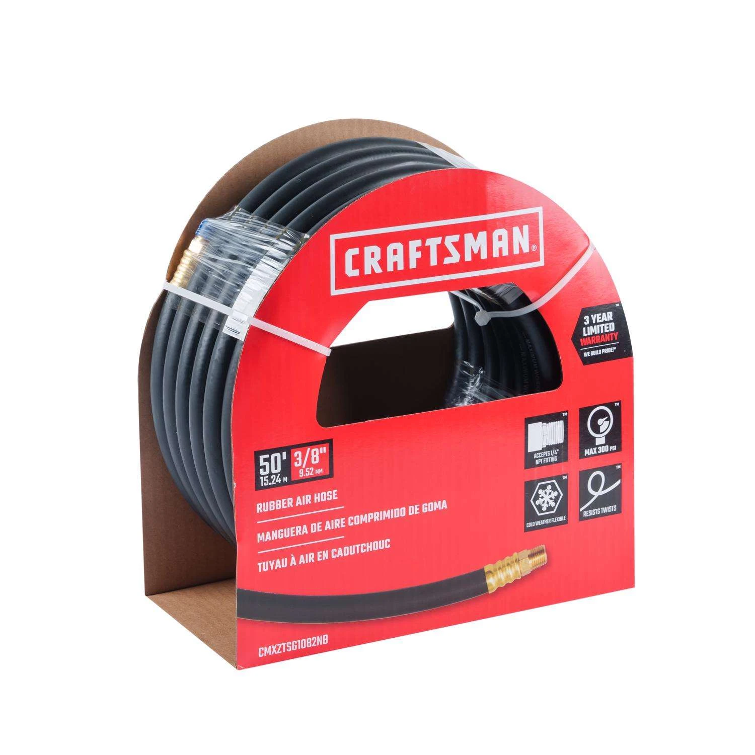 Craftsman 50 Ft. L X 3/8 In. D Rubber Air Hose 300 Psi Black - Image 5