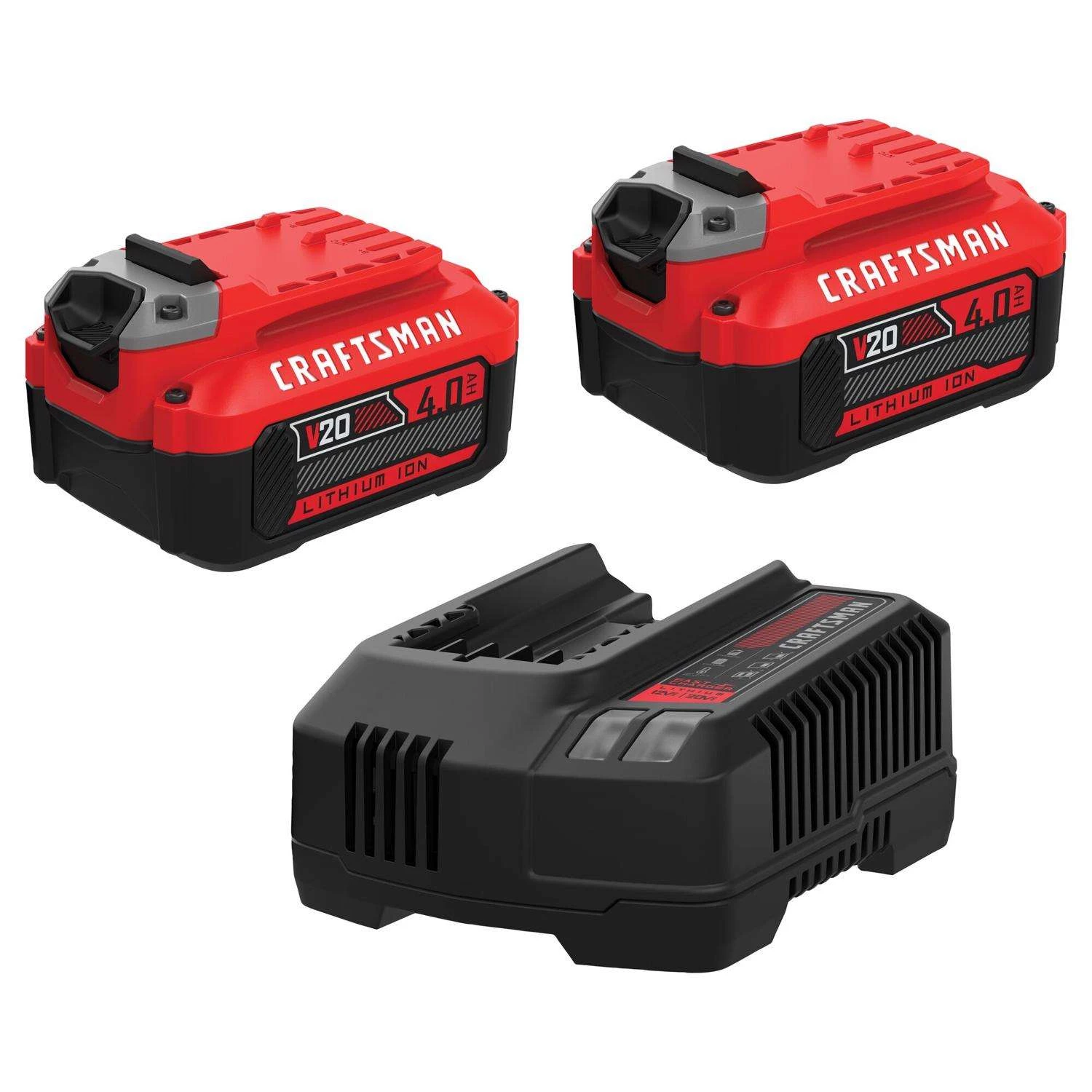 Craftsman V20 CMCB204-2CK 4 Ah Lithium-Ion Two Battery And Charger Starter Kit 2 Pc