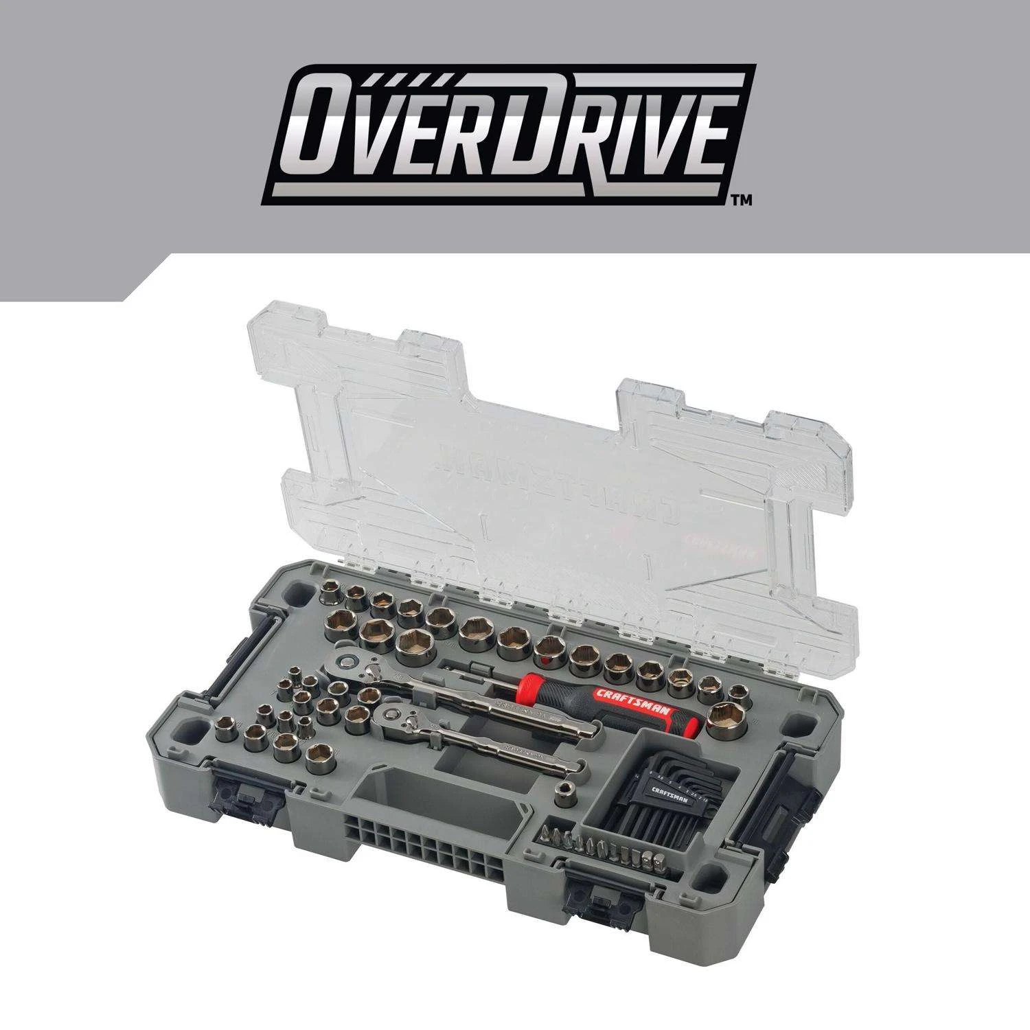 Craftsman OVERDRIVE 1/4 And 3/8 In. Drive Metric/SAE 6 Point Mechanic's Tool Set 64 Pc - Image 6
