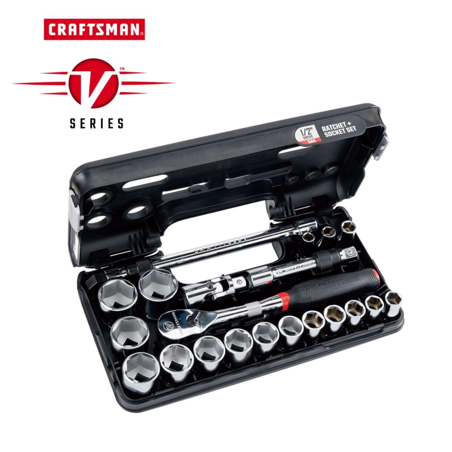Craftsman V-Series 1/2 In. Drive SAE 6 Point Socket And Tool Set 21 Pc - Image 2