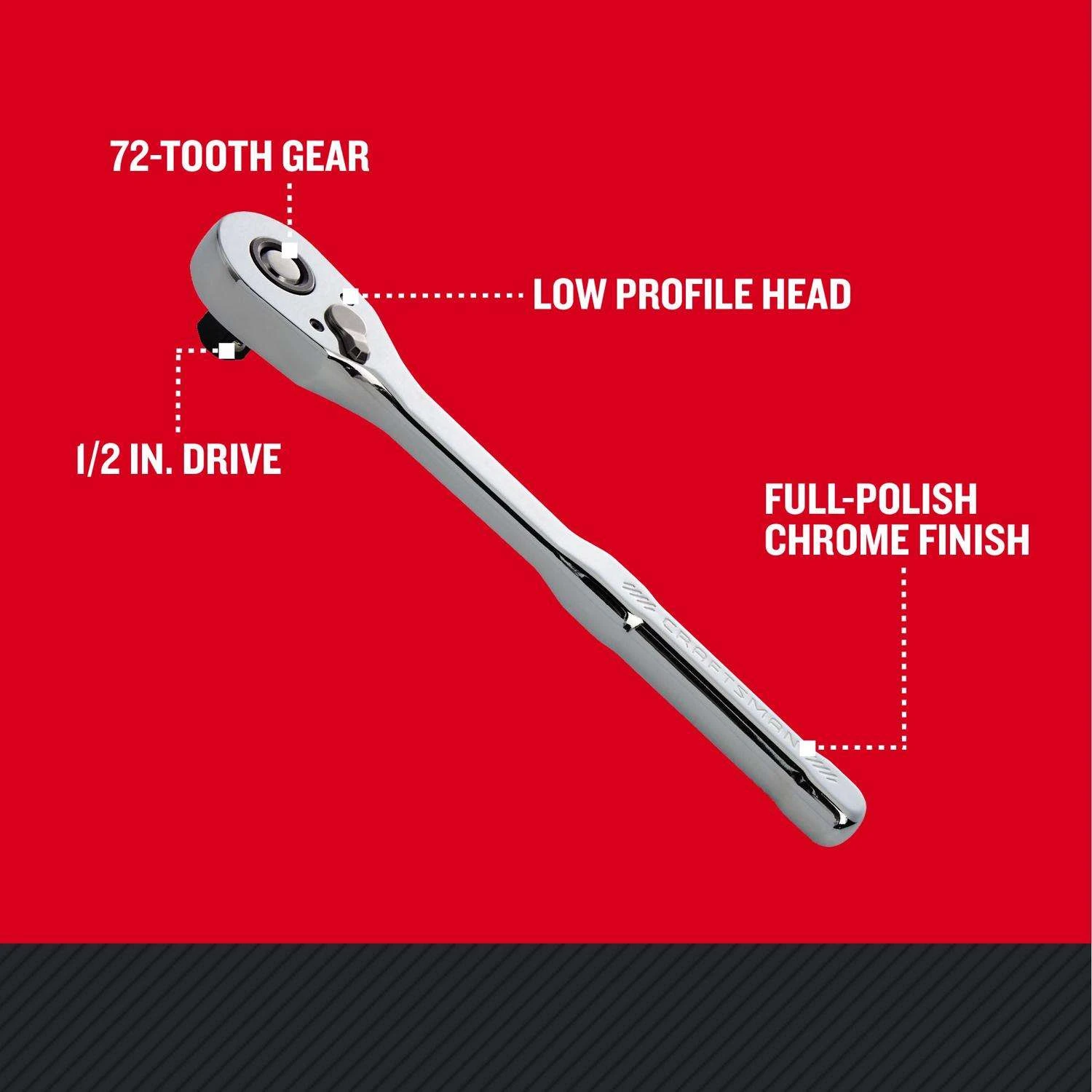 Craftsman Low Profile 1/2 In. Drive Ratchet 72 Teeth - Image 2