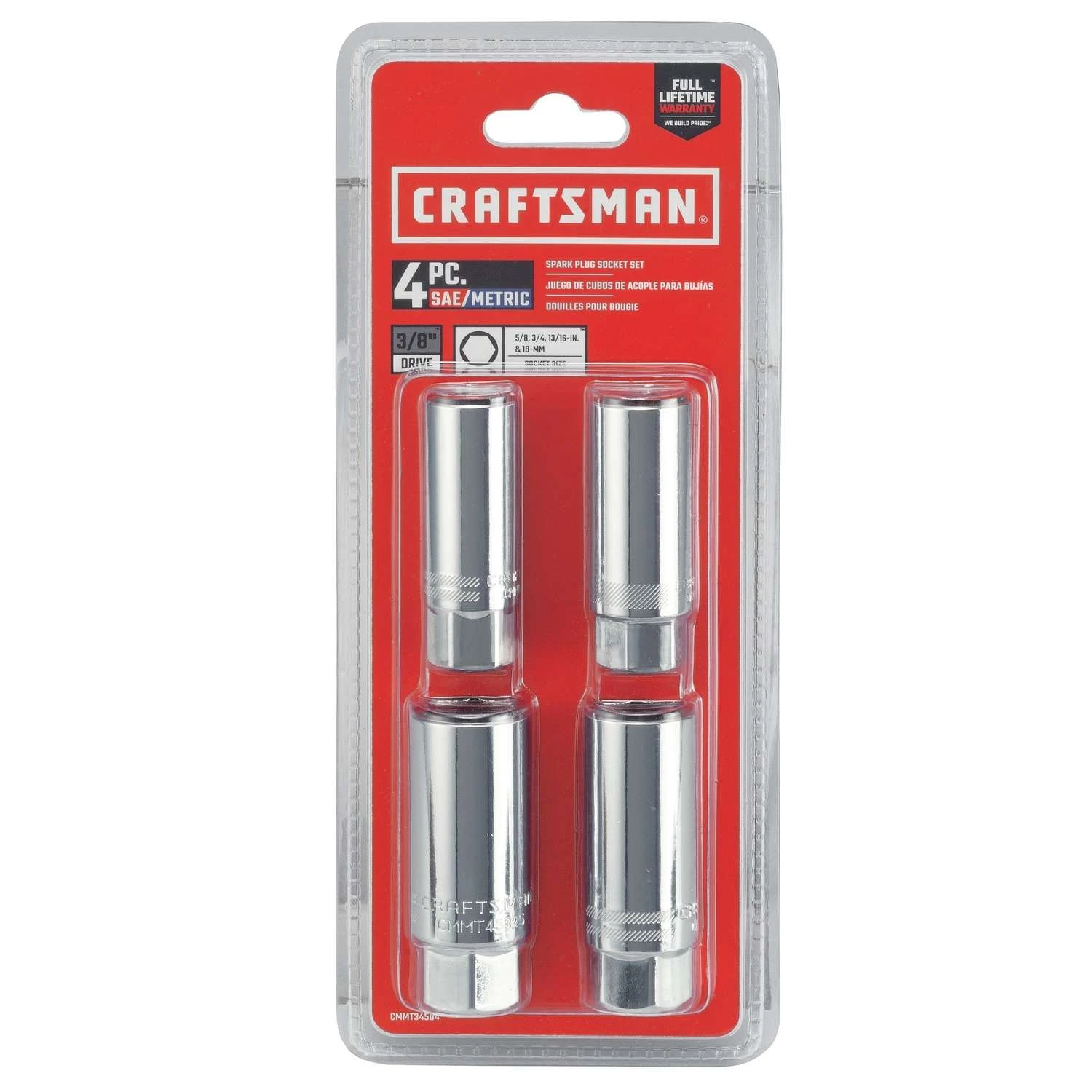 Craftsman 3/8 In. Drive Metric And SAE 6 Point Standard Spark Plug Socket Set 4 Pc - Image 3