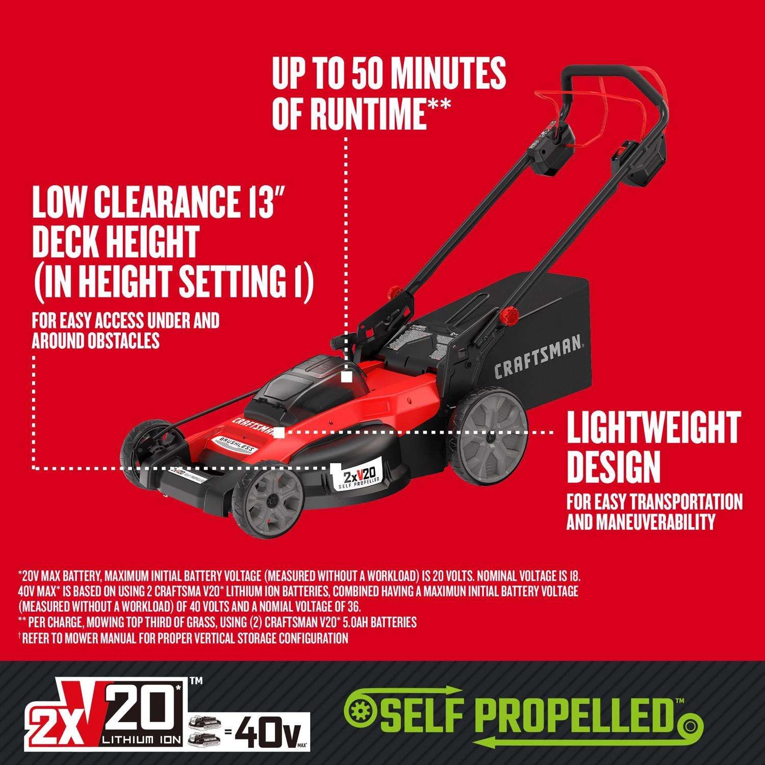 Craftsman 13 In. 20 V Battery Self-Propelled Lawn Mower Kit (Battery & Charger) - Image 2