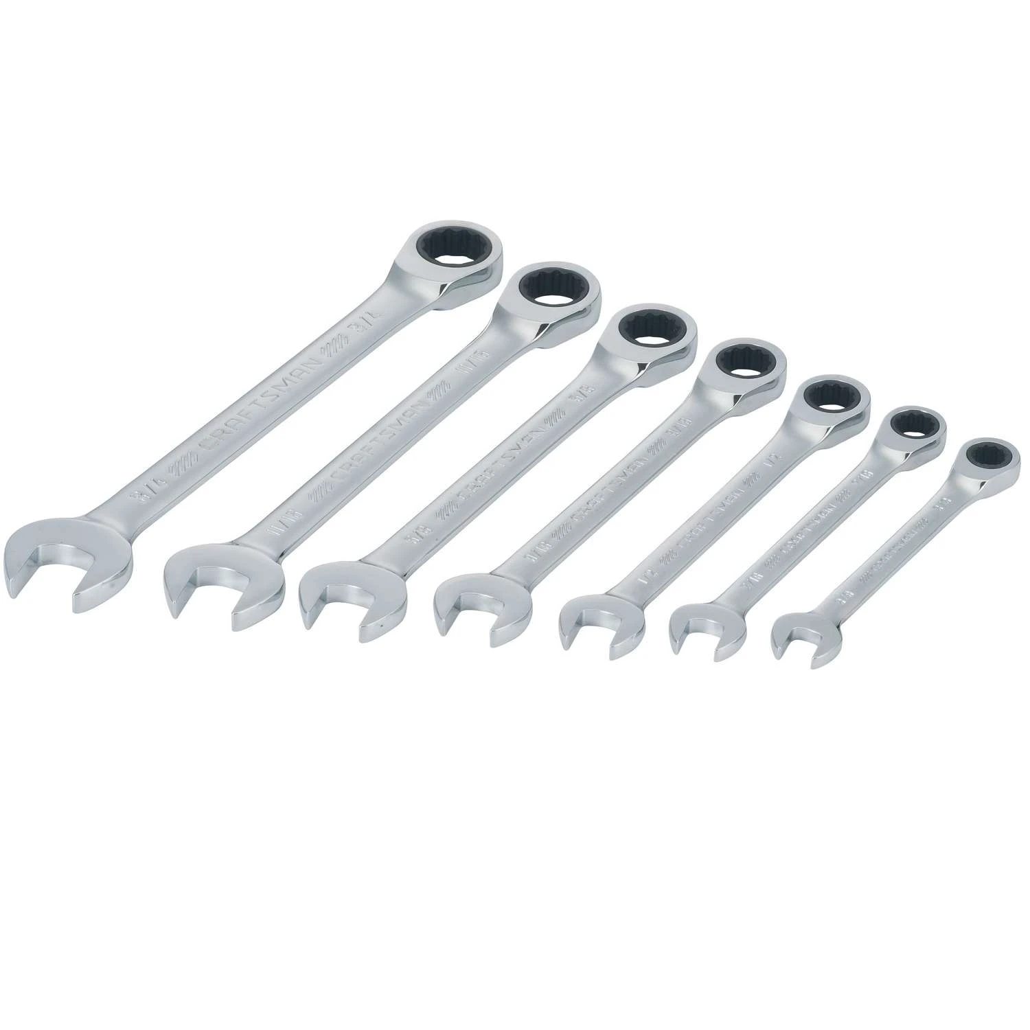 Craftsman 12 Point SAE Ratcheting Combination Wrench Set 7 Pc - Image 2