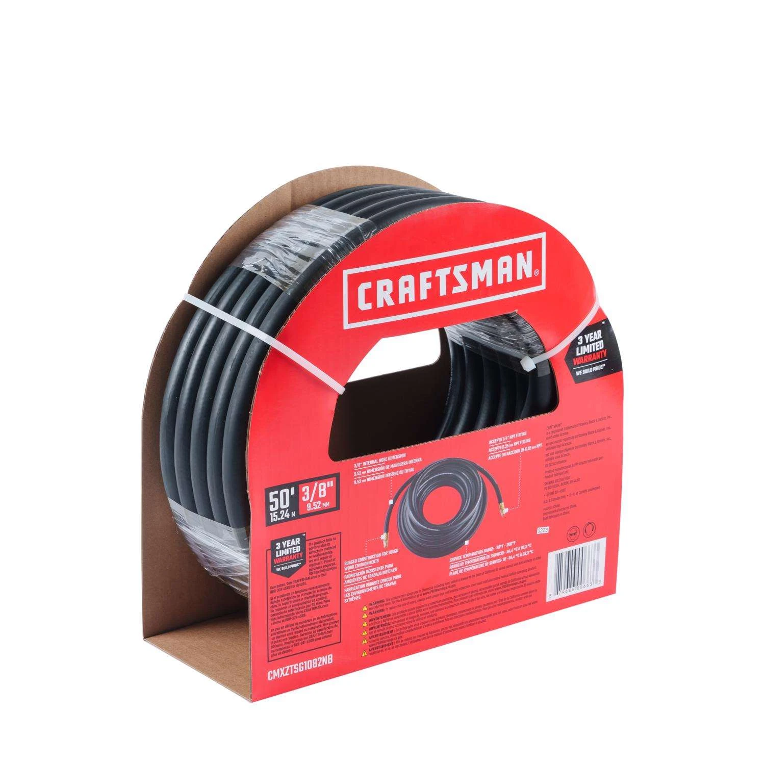 Craftsman 50 Ft. L X 3/8 In. D Rubber Air Hose 300 Psi Black - Image 6