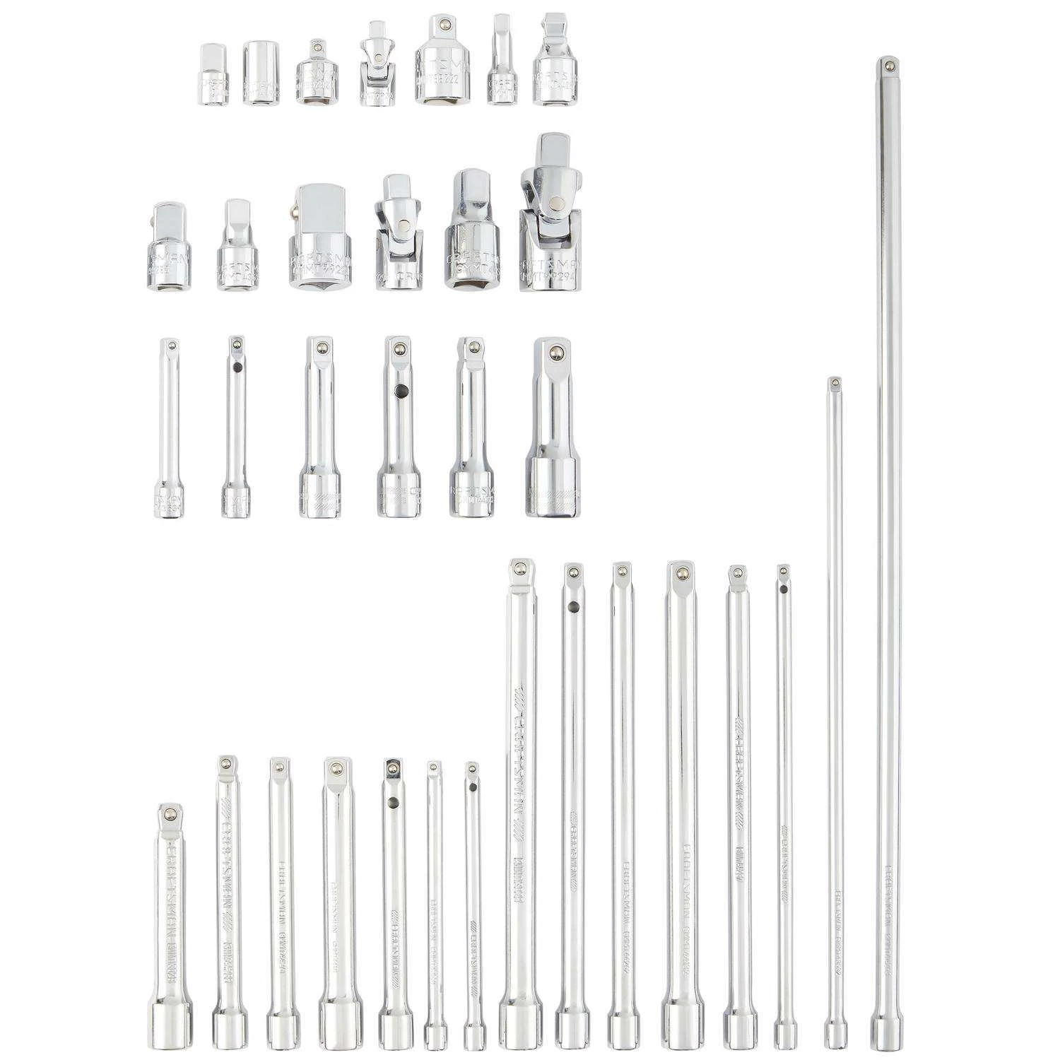 Craftsman 1/4, 3/8 And 1/2 In. Drive Metric And SAE Socket Accessory Set 34 Pc - Image 2
