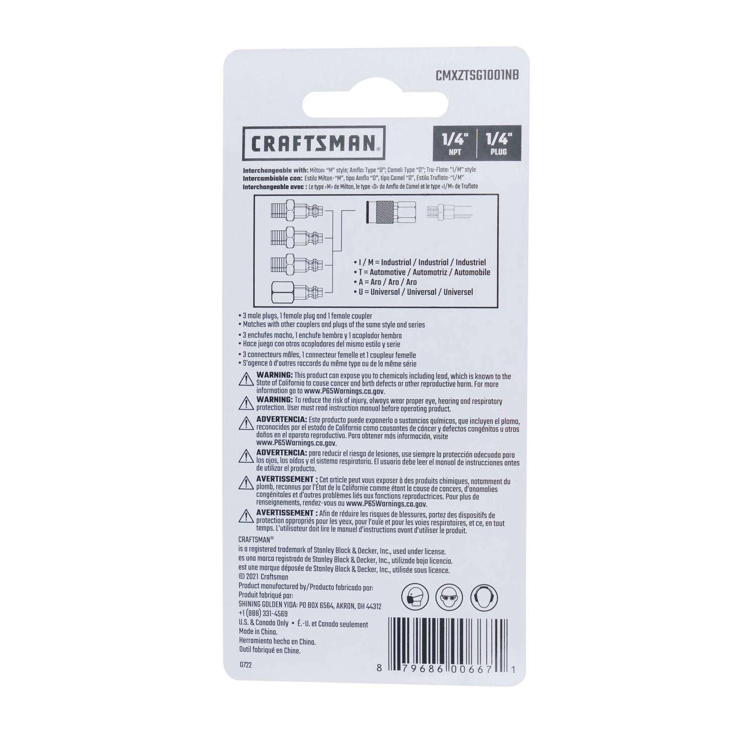 Craftsman Brass/Steel Coupler And Plug 1/4 In. 5 Pc - Image 8