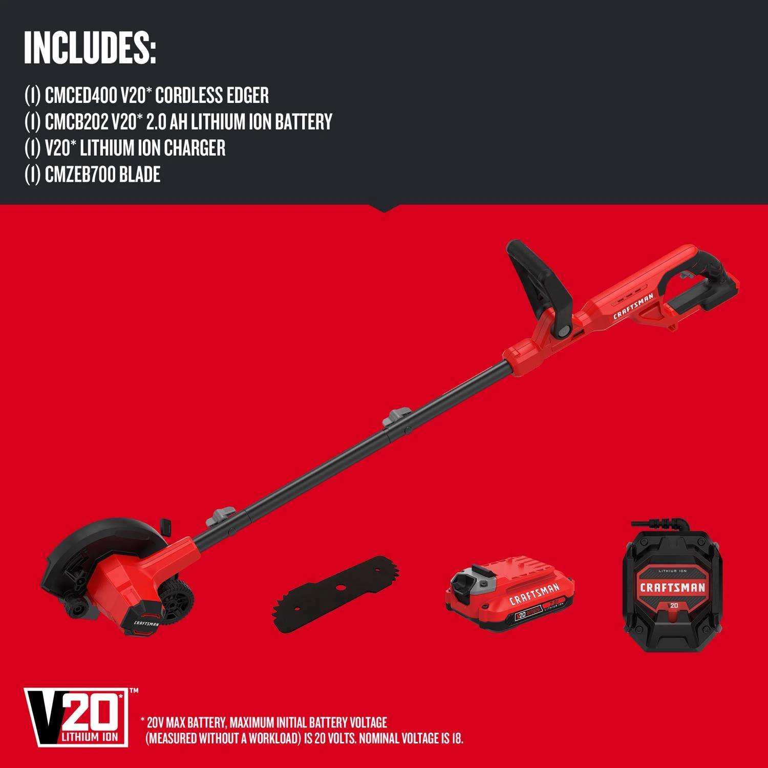 Craftsman V20 CMCED400D1 1.75 In. Battery Edger Kit (Battery & Charger) - Image 3
