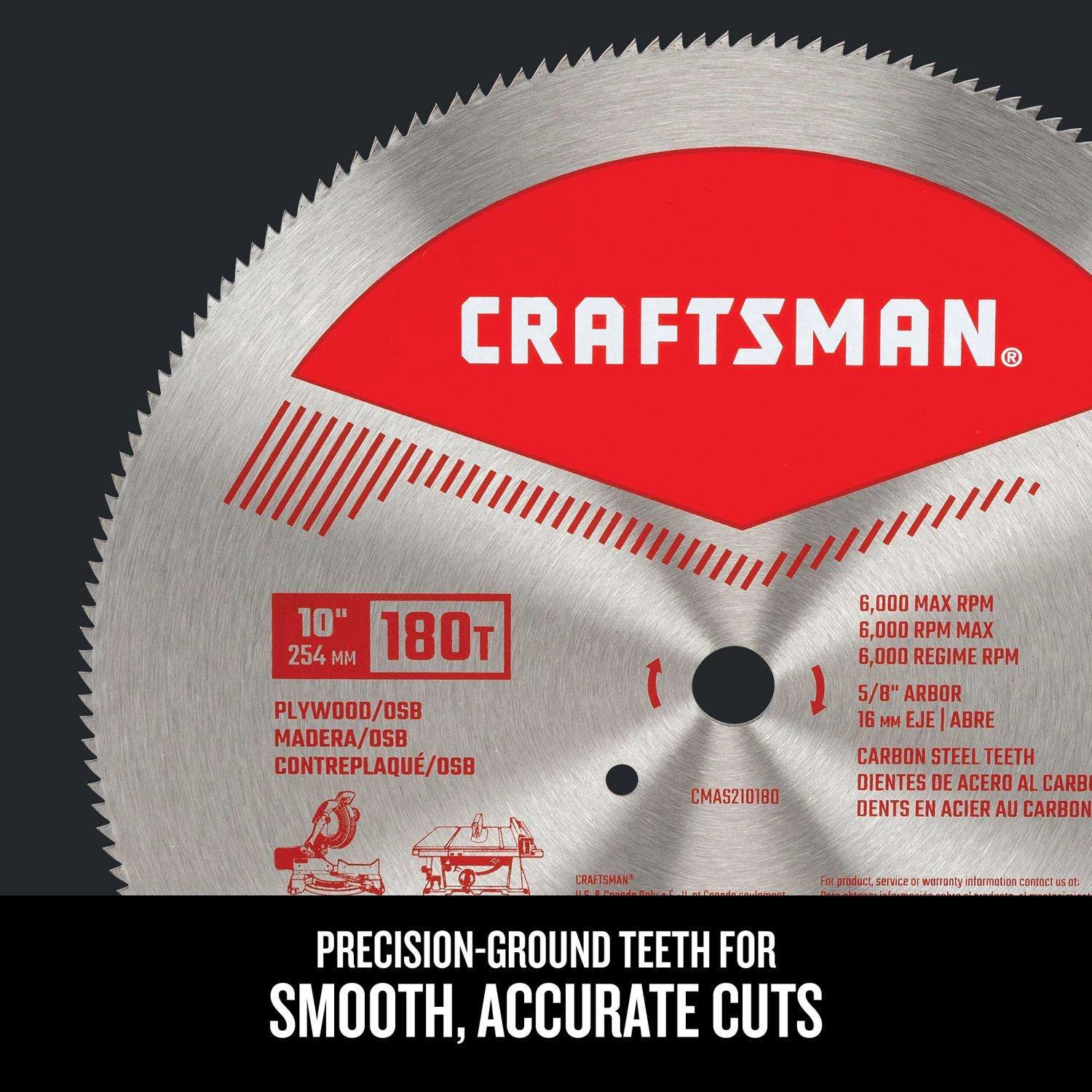 Craftsman 10 In. D X 5/8 In. Carbon Steel Circular Saw Blade 180 Teeth 1 Pc - Image 3
