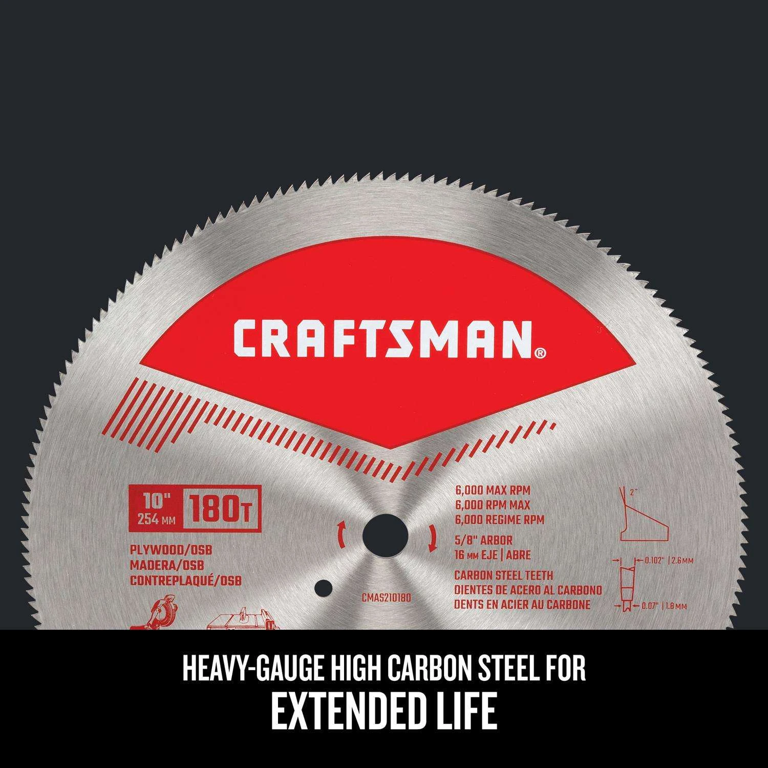 Craftsman 10 In. D X 5/8 In. Carbon Steel Circular Saw Blade 180 Teeth 1 Pc - Image 4