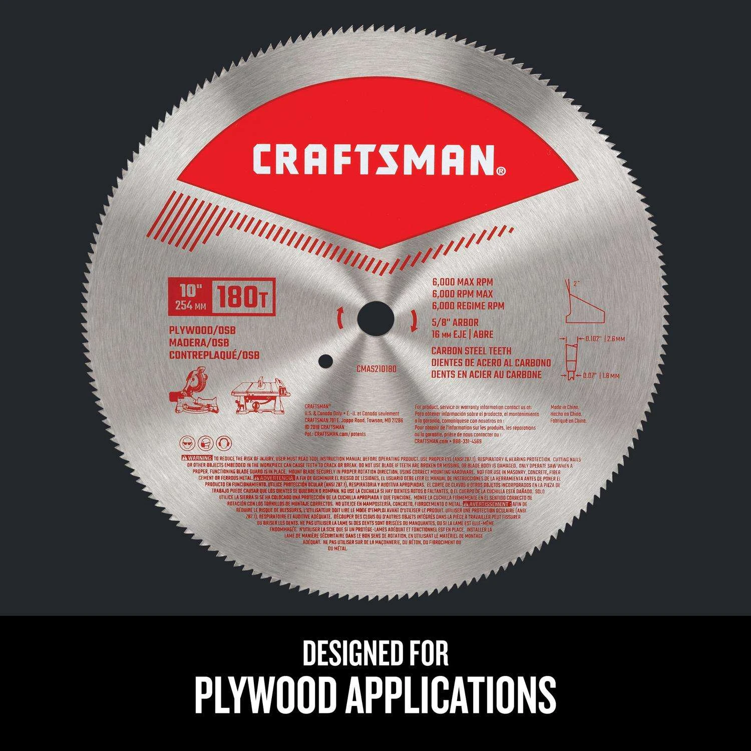 Craftsman 10 In. D X 5/8 In. Carbon Steel Circular Saw Blade 180 Teeth 1 Pc - Image 5