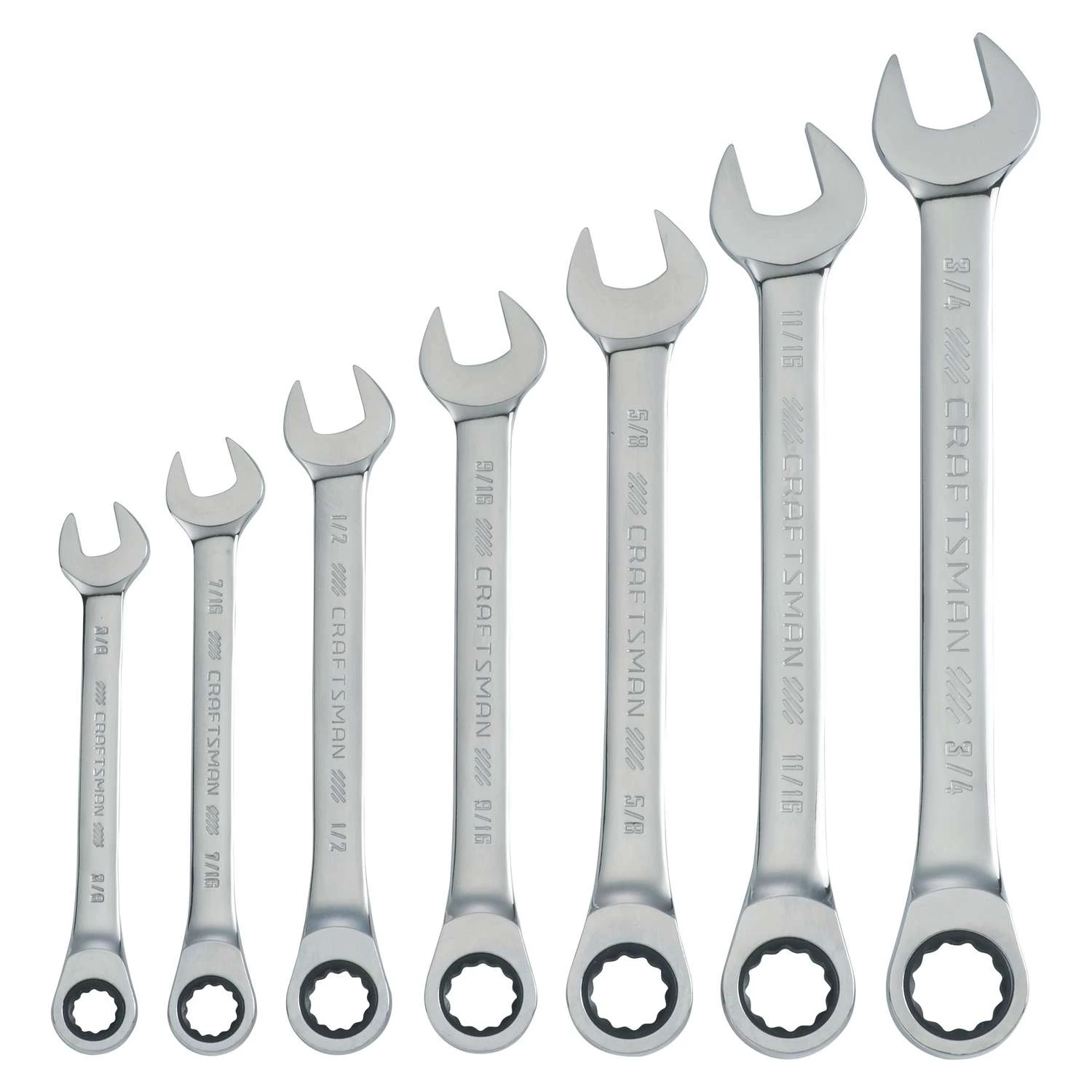 Craftsman 12 Point SAE Ratcheting Combination Wrench Set 7 Pc